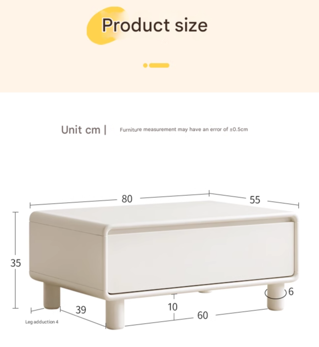 Oak Solid Wood Modern Creative Cream Style Coffee Table.