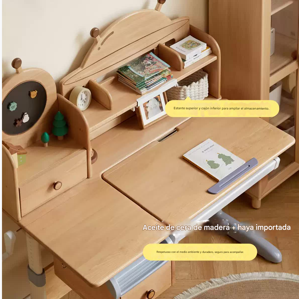 Beech Solid Wood Modern Bookshelf