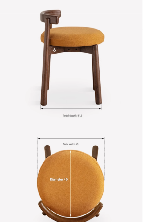 Black Walnut, Oak Solid Wood, Solid RubberWood Makeup Stool