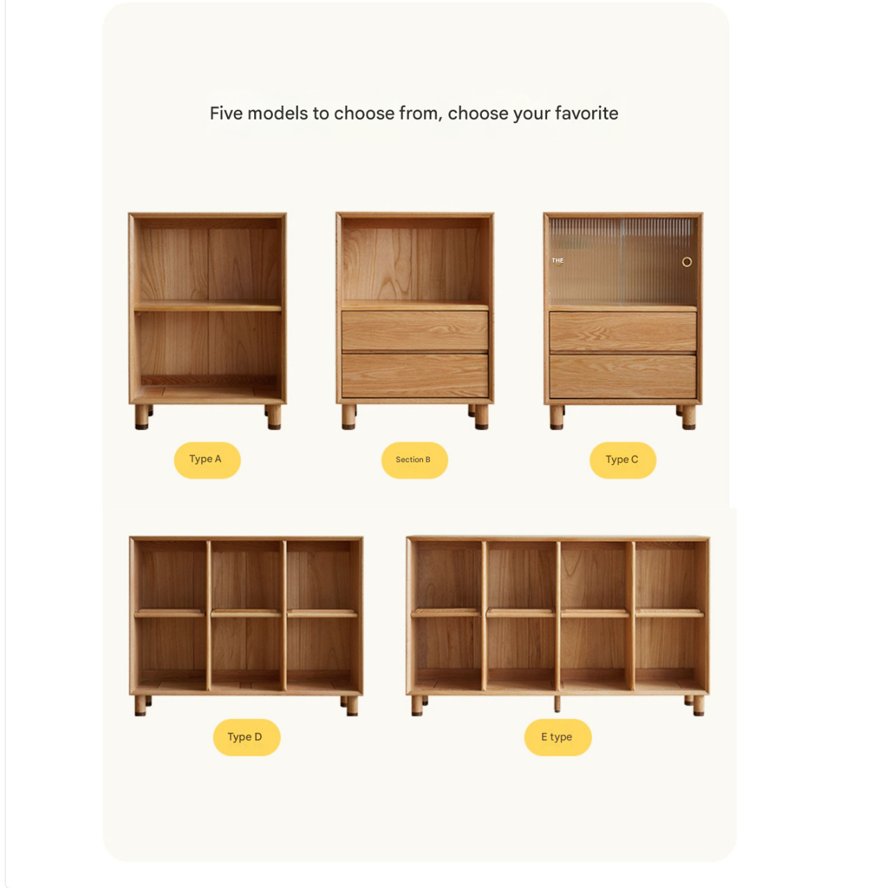 Oak Solid Wood Modern Creative Bookcase