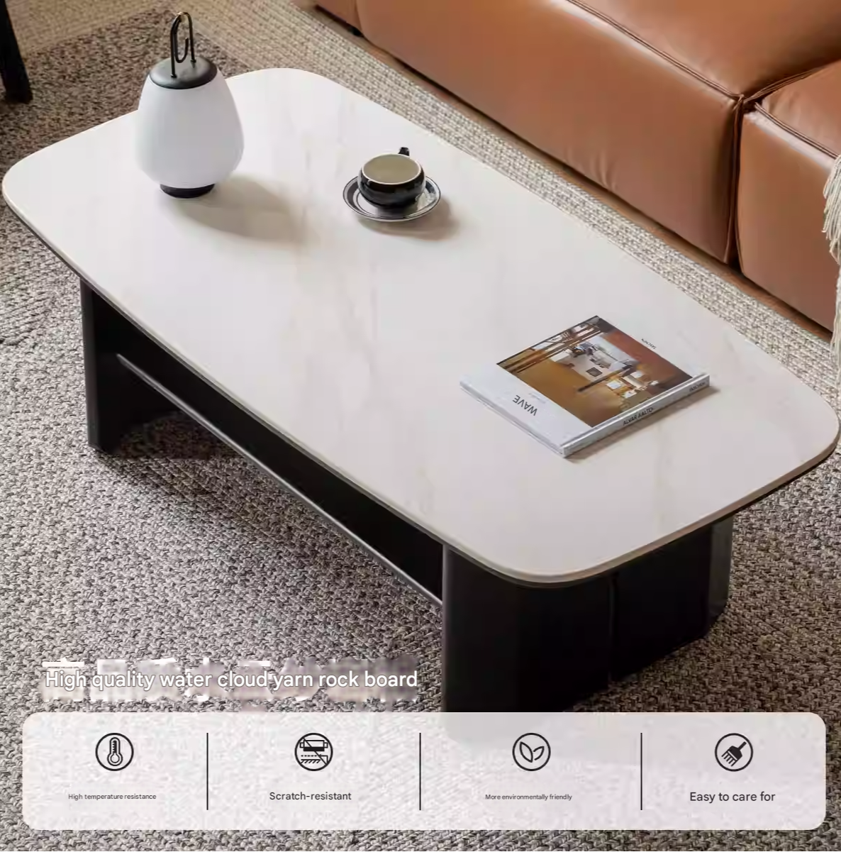 Rubberwood Italian Light Luxury Coffee Table.