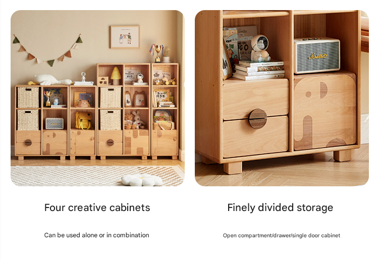 Beech Solid Wood Floor Children's Bookcase