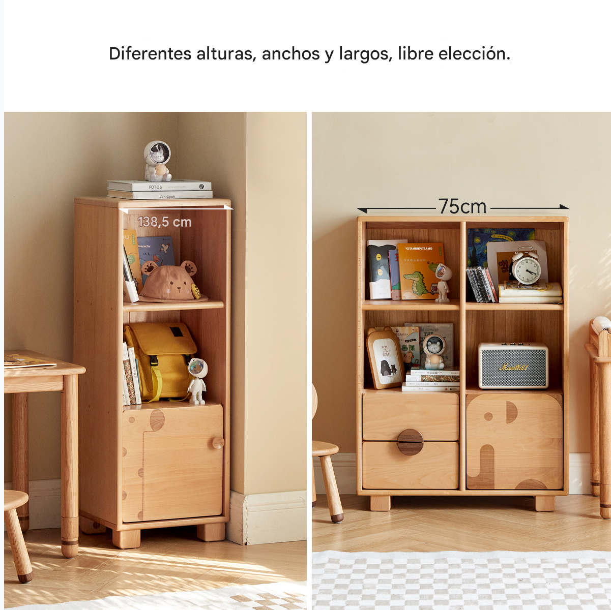 Beech Solid Wood Floor Children's Bookcase