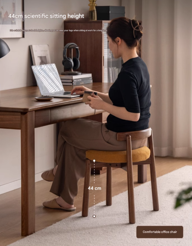 Black Walnut, Oak Solid Wood, Solid RubberWood Makeup Stool