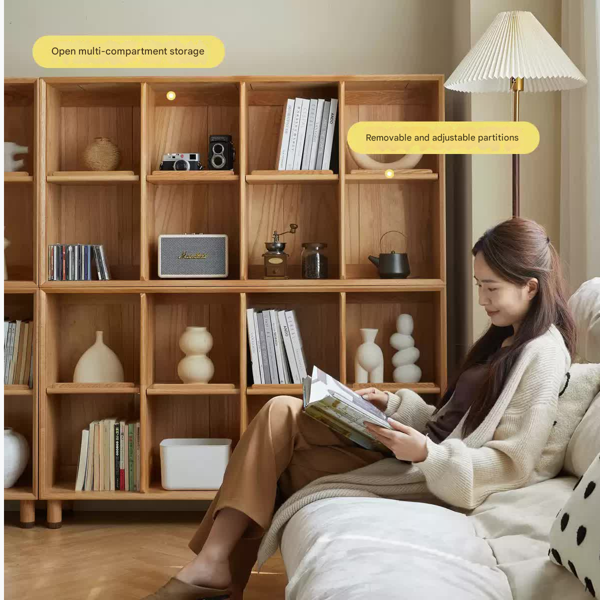 Oak Solid Wood Modern Creative Bookcase