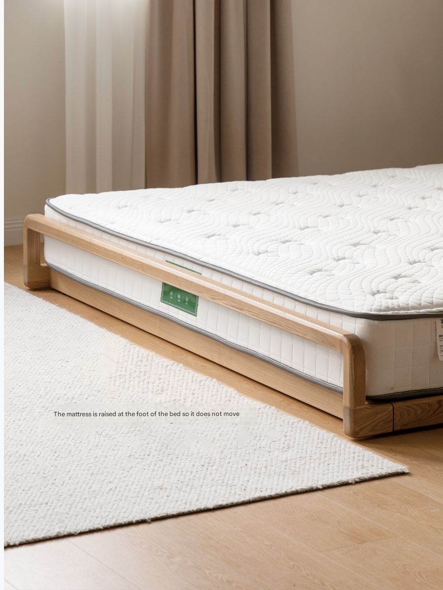 Ash Solid Wood Floor Bed Rattan