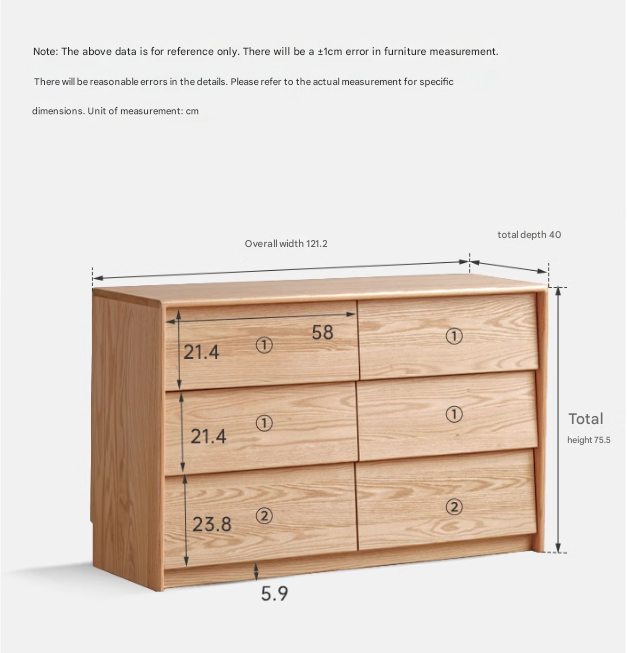 Ash, Oak Solid Wood Slanted Surface Chest of Drawers