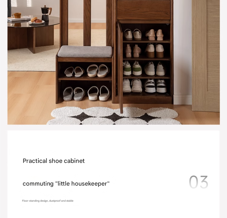 Oak Solid Wood Porch Cabinet Shoe Cabinet Integrated