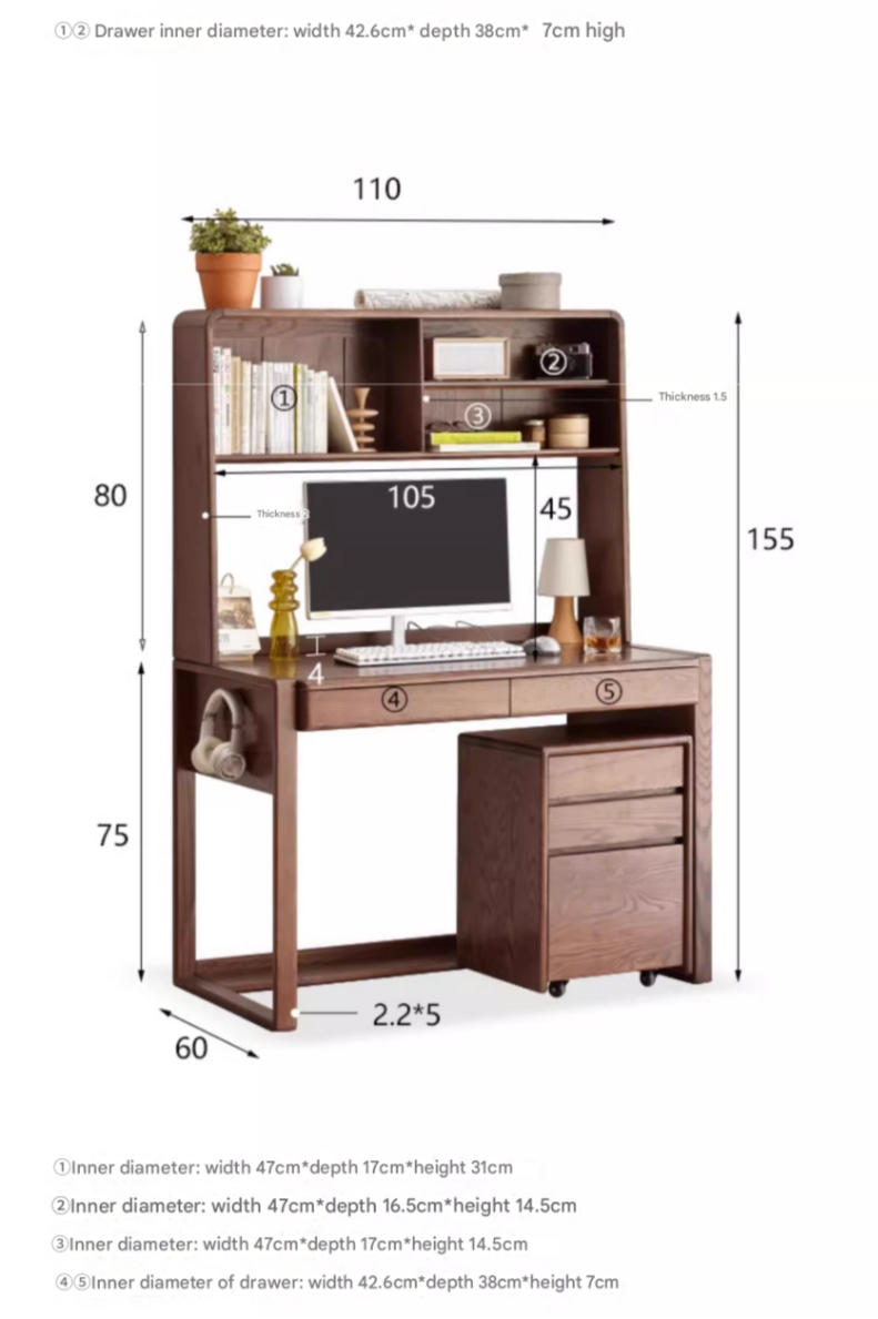 Oak Solid Wood Modern Combination Desk