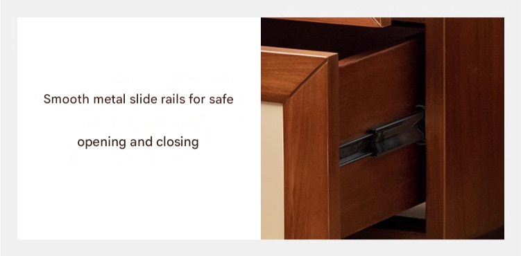 Solid Rubberwood, Poplar Solid Wood Middle-Aged Style Nightstand.
