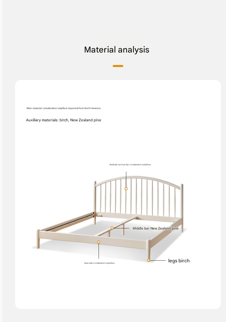 Beech, Poplar Solid Wood Bed