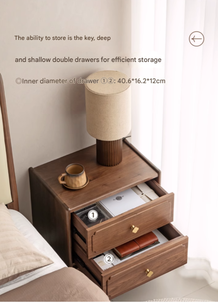 Black Walnut, Oak Solid Wood Nightstand