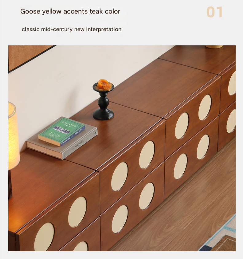 Poplar Solid Wood Ancient Style Module Combination TV Cabinet.