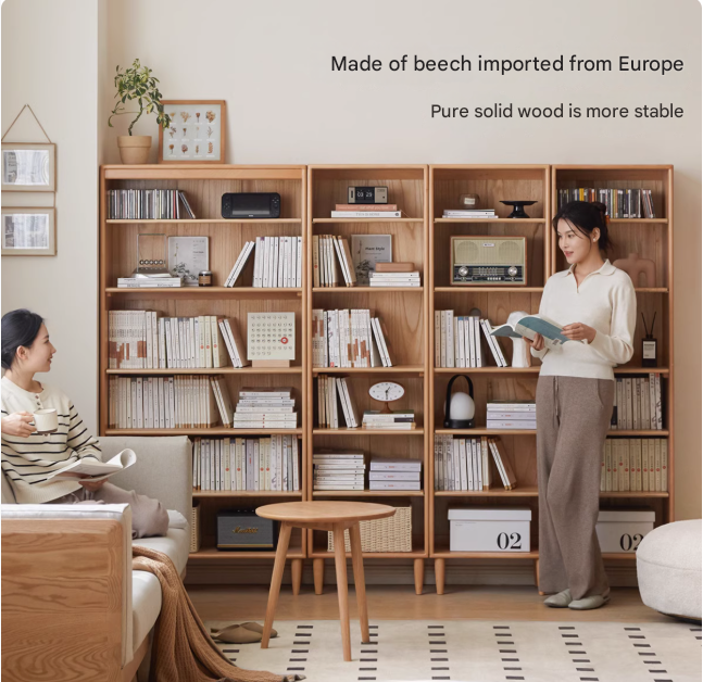 Beech Solid Wood Bookshelves Storage Shelf