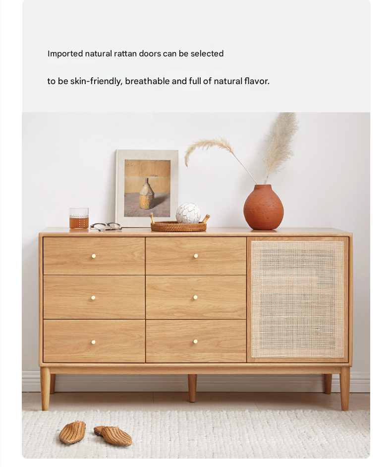 Oak Solid Wood Storage Cabinet with Doors