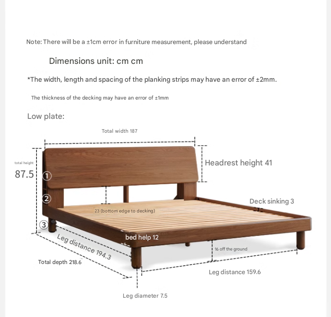 Oak Solid Wood Bed with Light, Storage Space