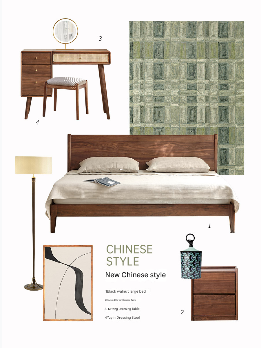 Black Walnut Solid Wood Bed