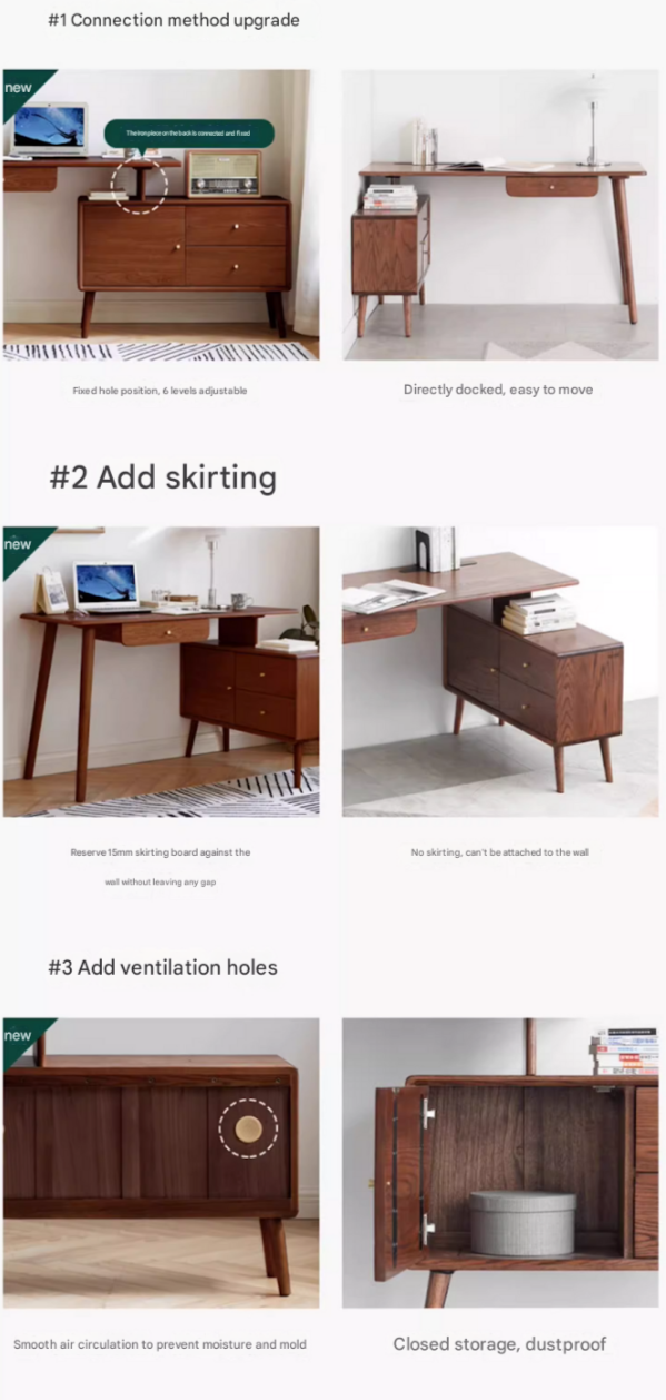 Oak Solid Wood Corner Modern Telescopic Desk