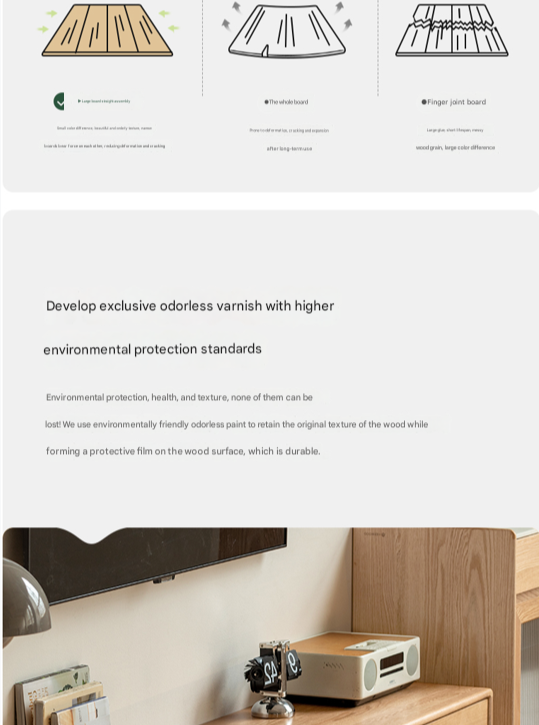 Oak Solid Wood Nordic Floor TV Cabinet.