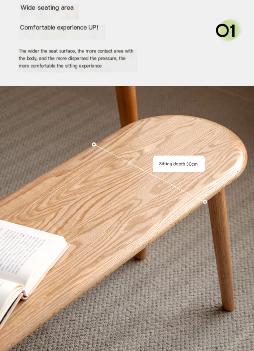 Oak, Black Walnut, Ash, Cherry Solid Wood Simple Bench: