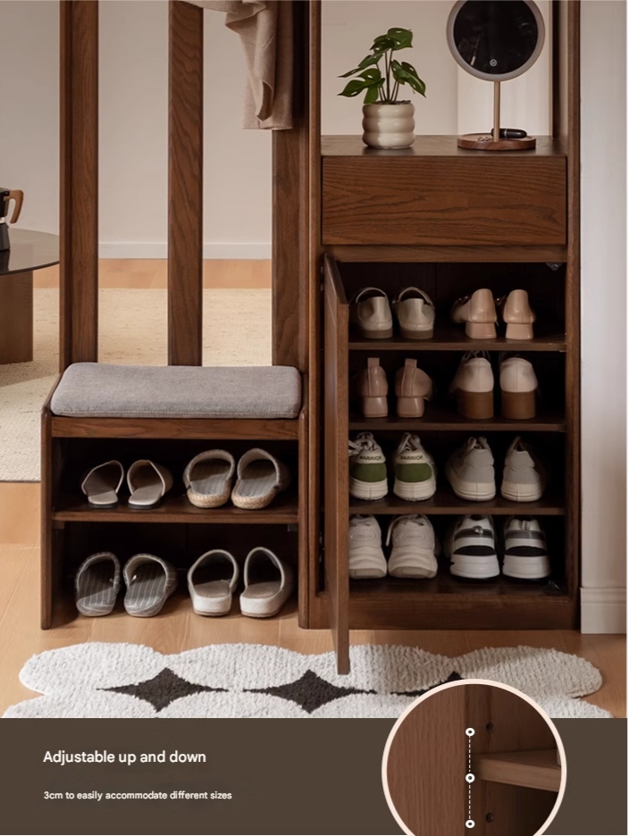 Oak Solid Wood Porch Cabinet Shoe Cabinet Integrated