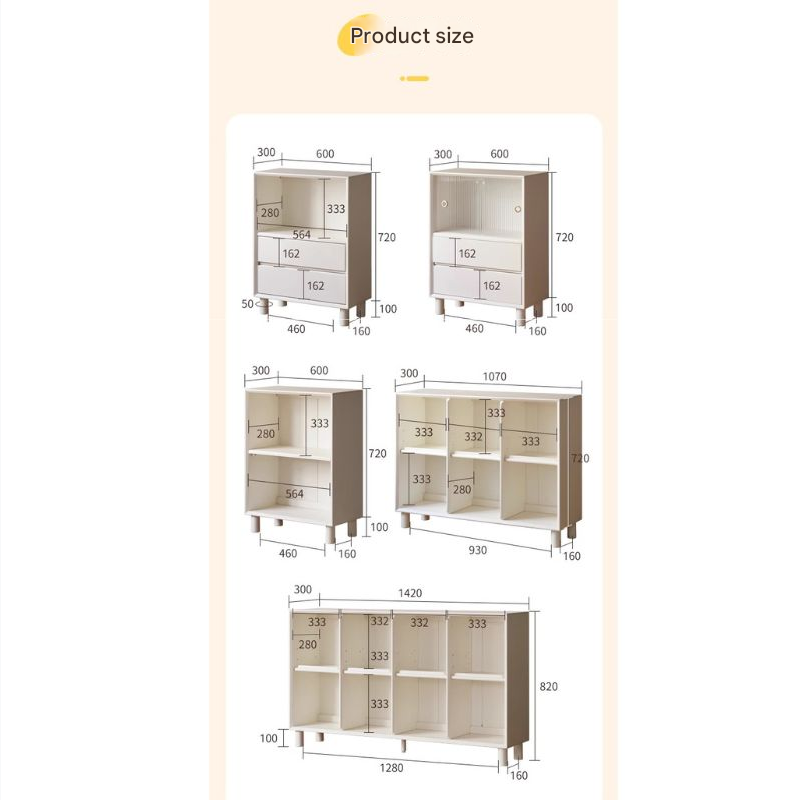 Rubber Solid Wood Cream Style Bookcase.
