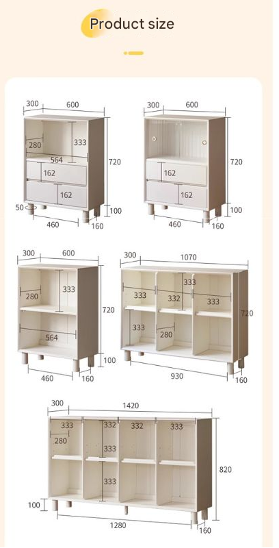 Solid Rubberwood Cream Style Bookcase.