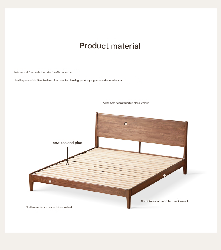 Black Walnut Solid Wood Bed
