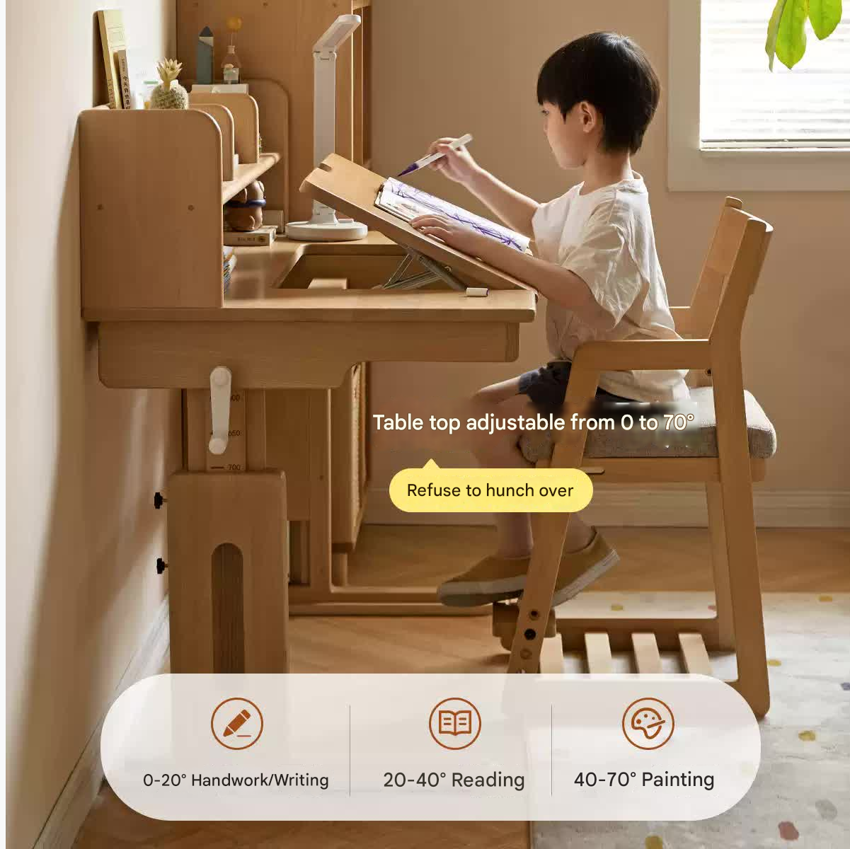 Beech Solid Wood Children's Study Table.