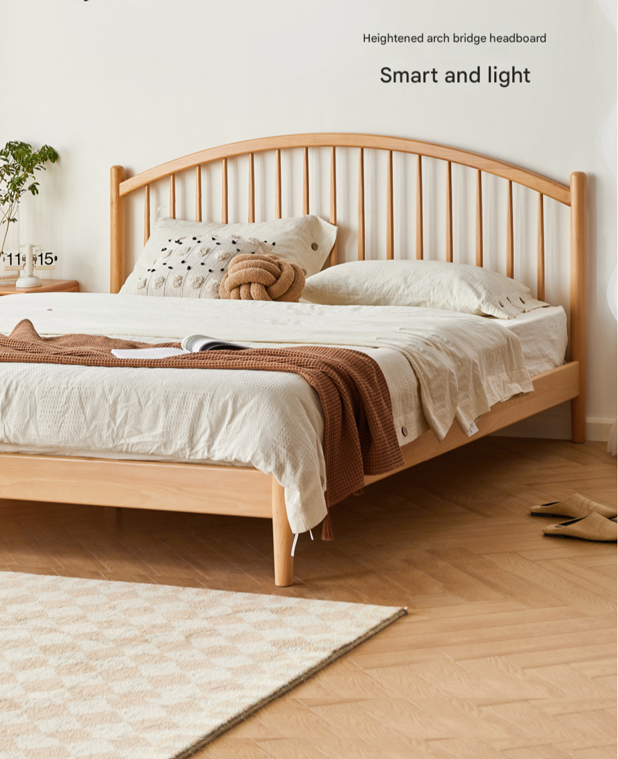 European Beech, Poplar Solid Wood Bed