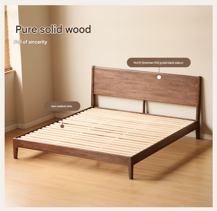 Black Walnut Solid Wood Bed