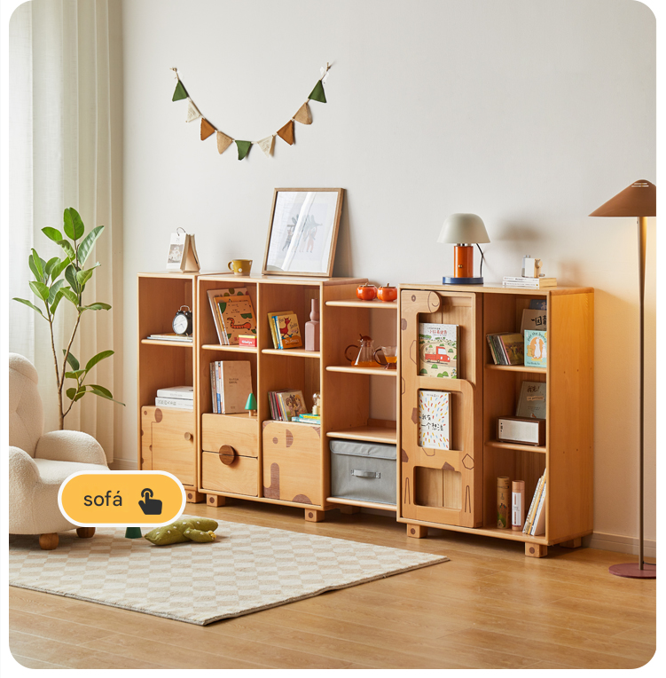Oak Solid Wood Multi-Layer Children's Bookcase