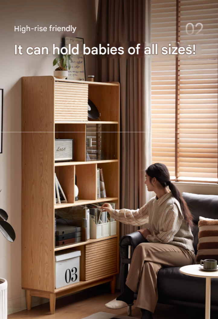 Oak Solid Wood Modern Bookcase