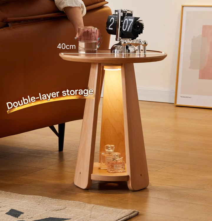 Beech Solid Wood Nordic Side Table.