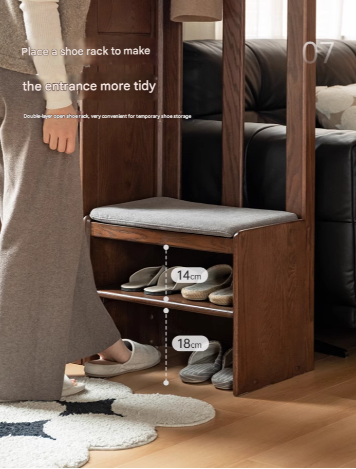Oak Solid Wood Porch Cabinet Shoe Cabinet Integrated
