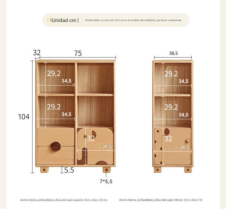 Beech Solid Wood Floor Children's Bookcase