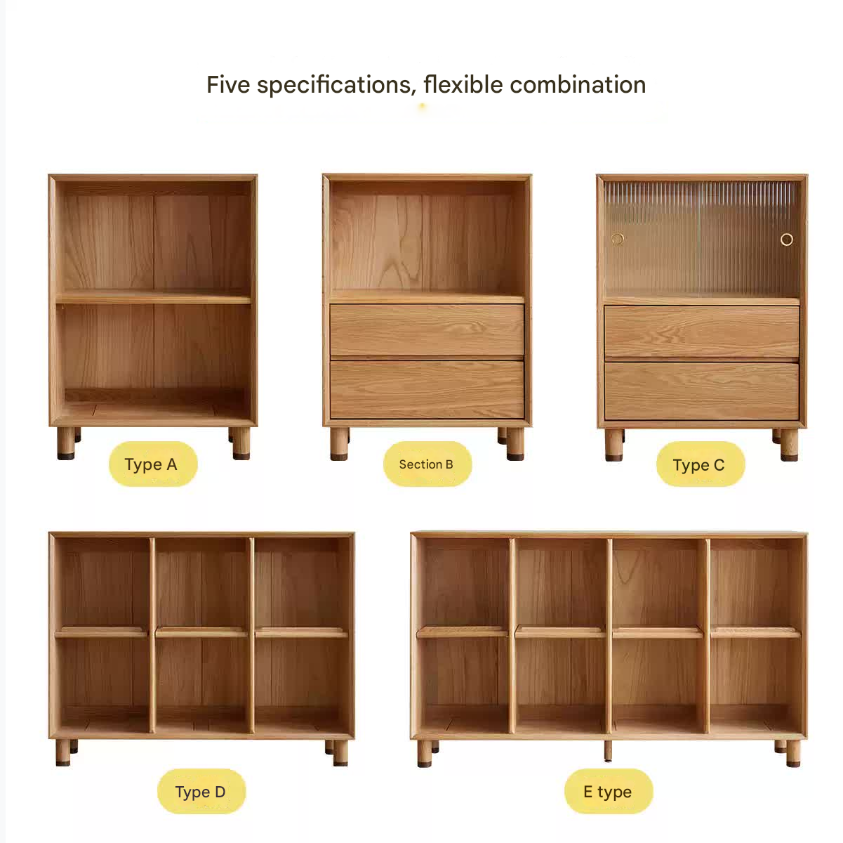 Oak Solid Wood Modern Creative Bookcase