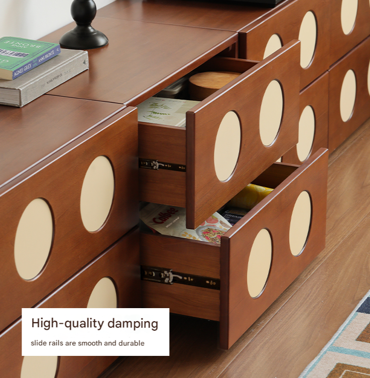 Poplar Solid Wood Ancient Style Module Combination TV Cabinet.