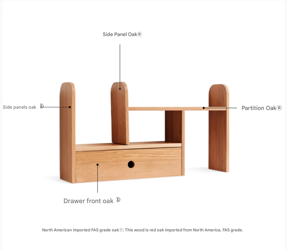 Rubberwood, Oak Solid Wood Table Shelves