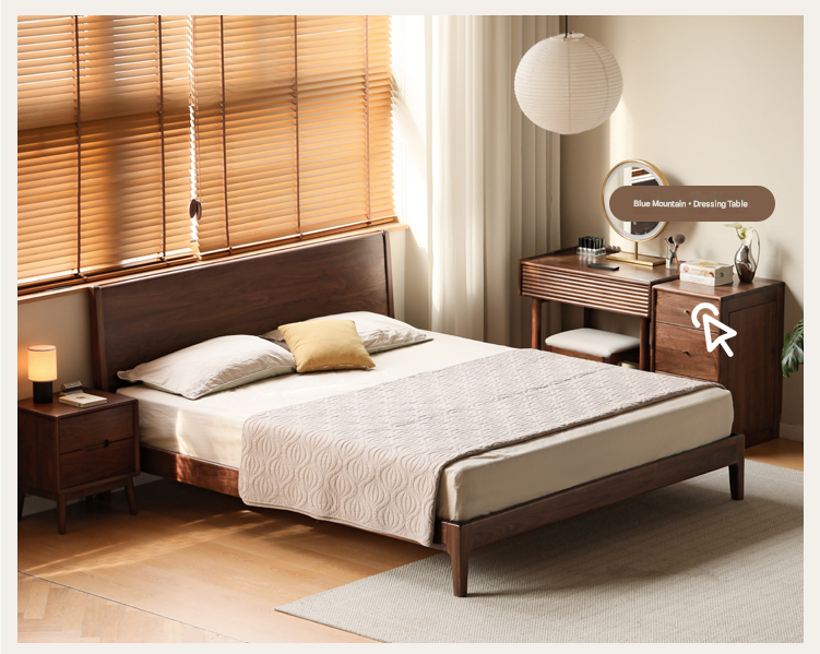 Black Walnut Solid Wood Bed