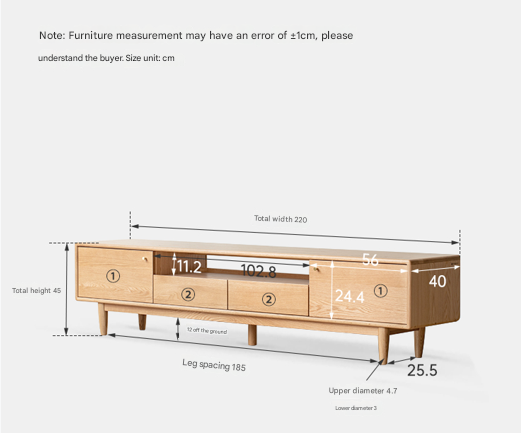 Oak Solid Wood Nordic Floor TV Cabinet.