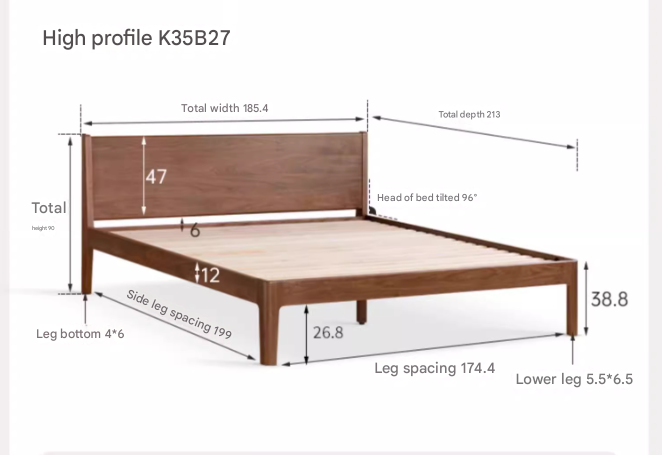Black Walnut Solid Wood Bed