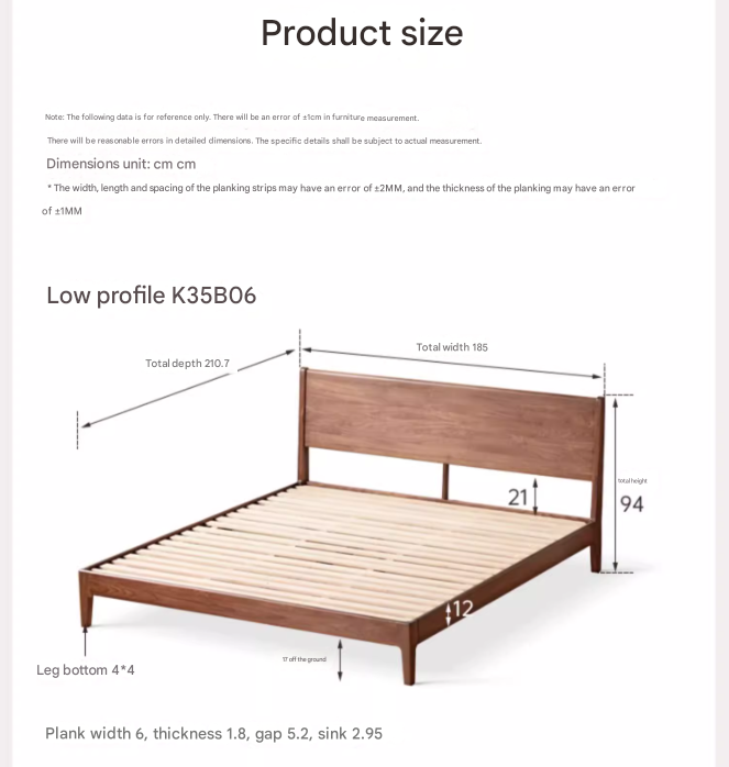 Black Walnut Solid Wood Bed
