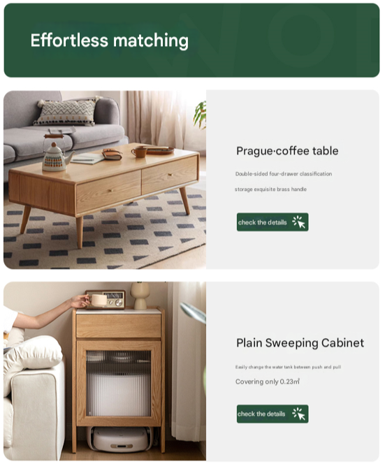 Oak Solid Wood Nordic Floor TV Cabinet.