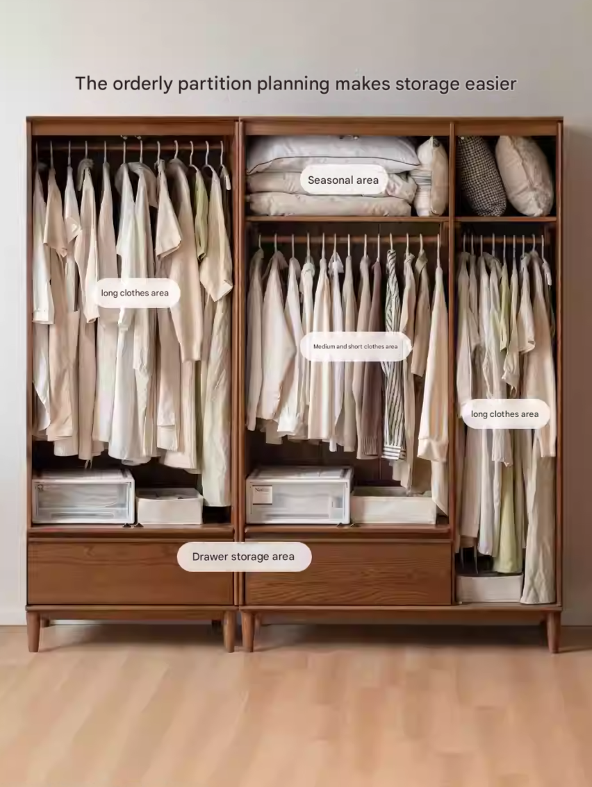 Oak Solid Wood Modern Off-Floor Wardrobe.