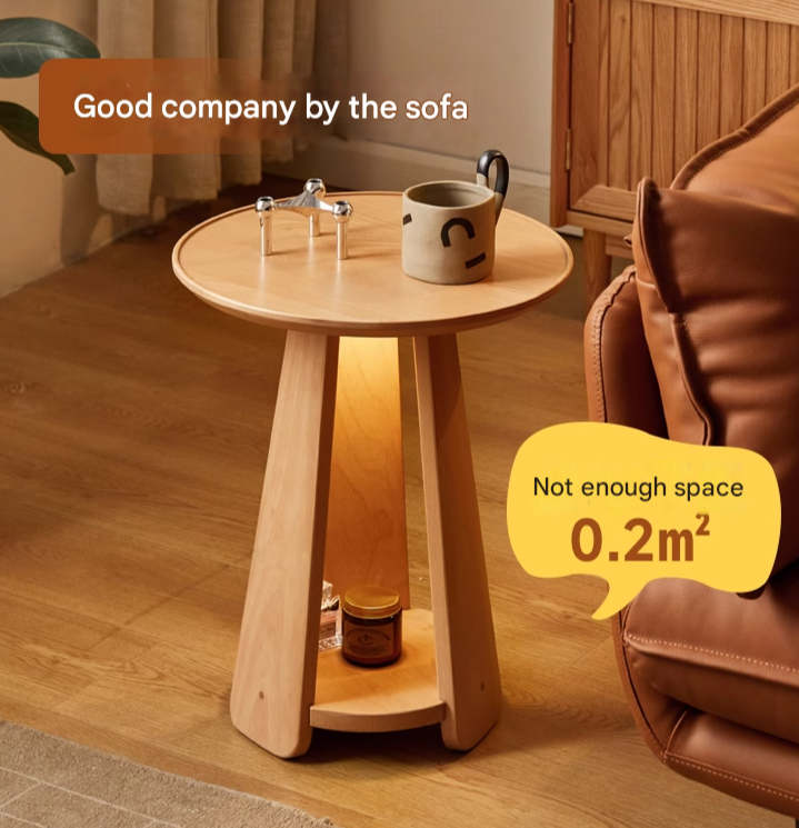 Beech Solid Wood Nordic Side Table.