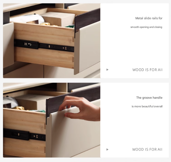 Tulipwood , Solid Rubberwood Light Luxury Gray Chest of Drawers.