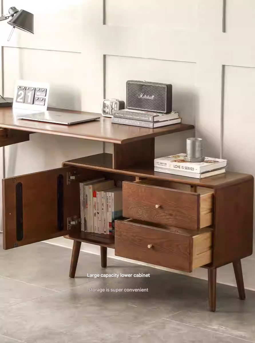 Oak Solid Wood Corner Modern Telescopic Desk
