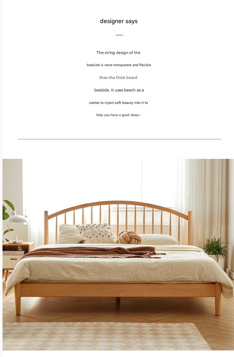 European Beech, Poplar Solid Wood Bed