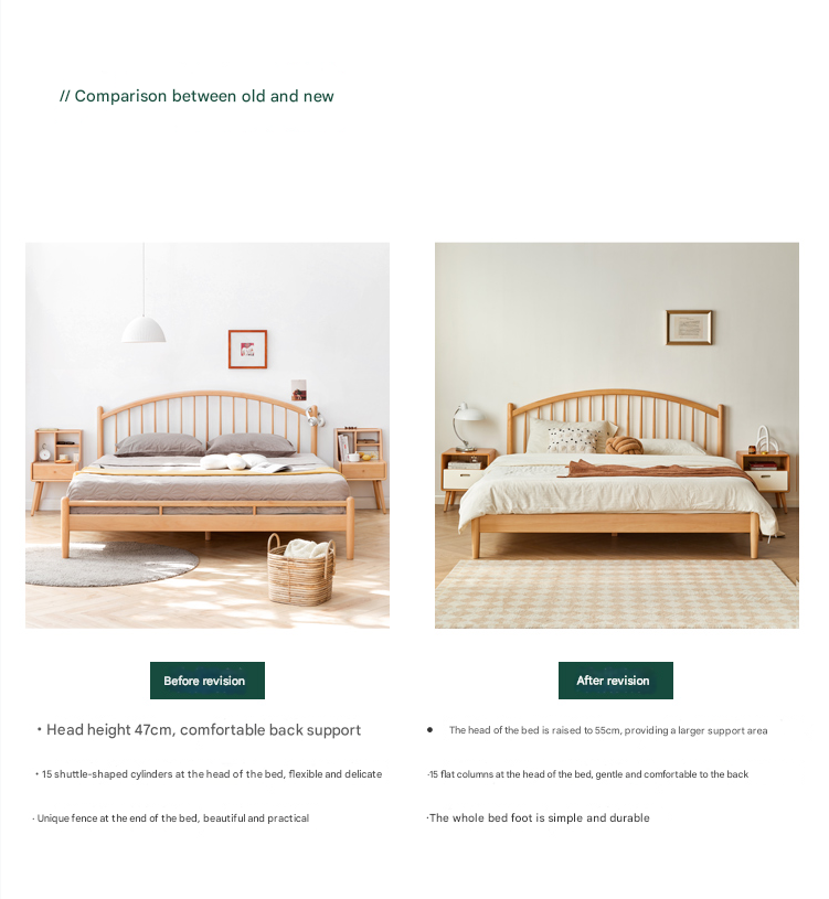 European Beech, Poplar Solid Wood Bed